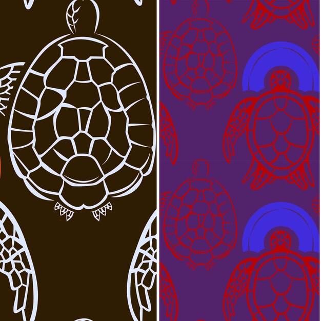 Sea Turtle With Oval Silhouette Tribal Minimal Graphic Desig Nature Pattern Vector Designs