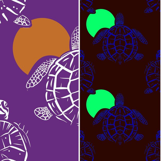 Sea Turtle With Oval Silhouette Tribal Minimal Graphic Desig Nature Pattern Vector Designs