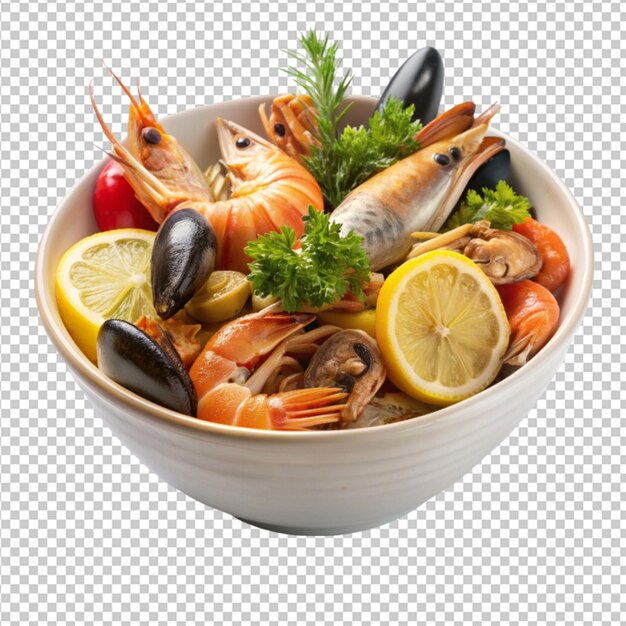 PSD seafood bowl on transparent background