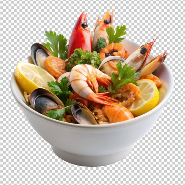 PSD seafood bowl on transparent background