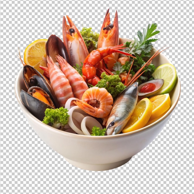 PSD seafood bowl on transparent background