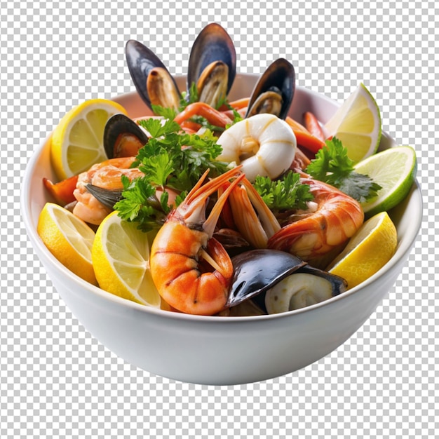 PSD seafood bowl on transparent background