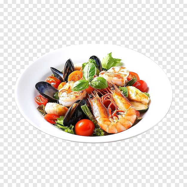 PSD seafoods with vegetables isolated on a transparent background