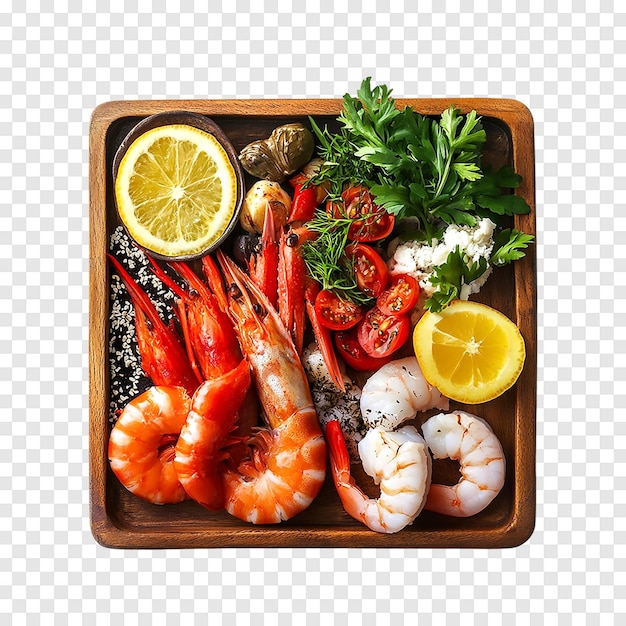 PSD seafoods with vegetables isolated on a transparent background