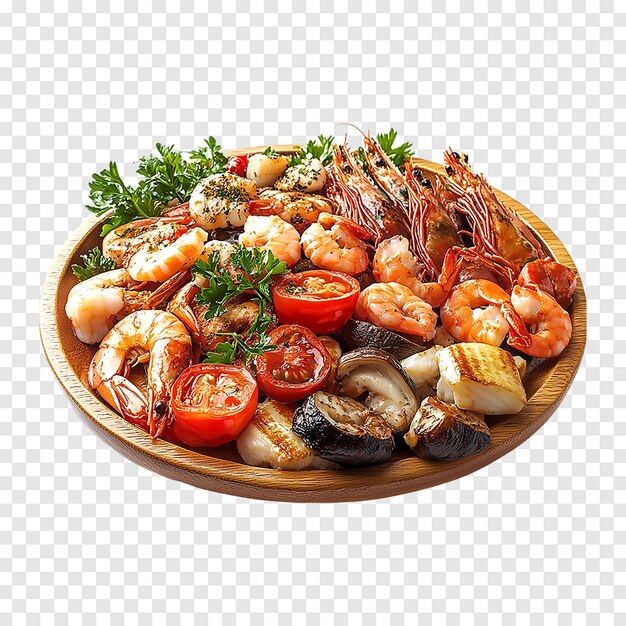 PSD seafoods with vegetables isolated on a transparent background