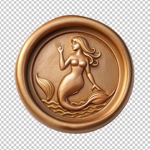 PSD seal wax stamp mermaid jewelry locket bronze transparent background