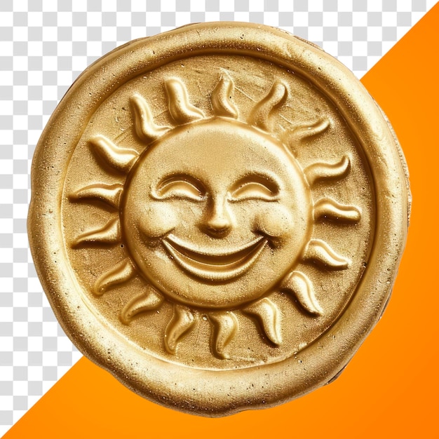 Seal Wax Stamp smiley sun gold craft face