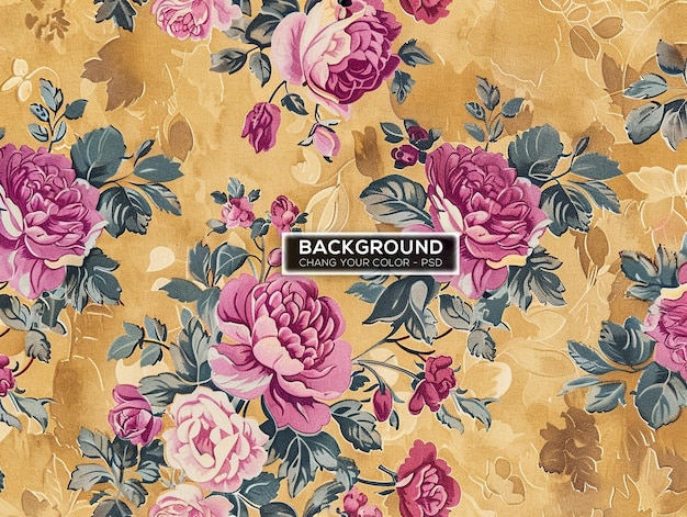 PSD seamless floral pattern in faded grand beauty style