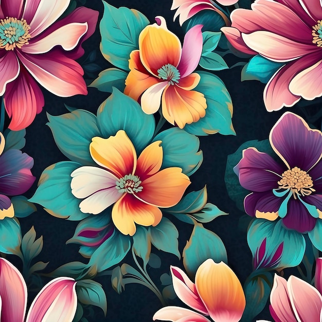 Seamless floral pattern in faded grand beauty style