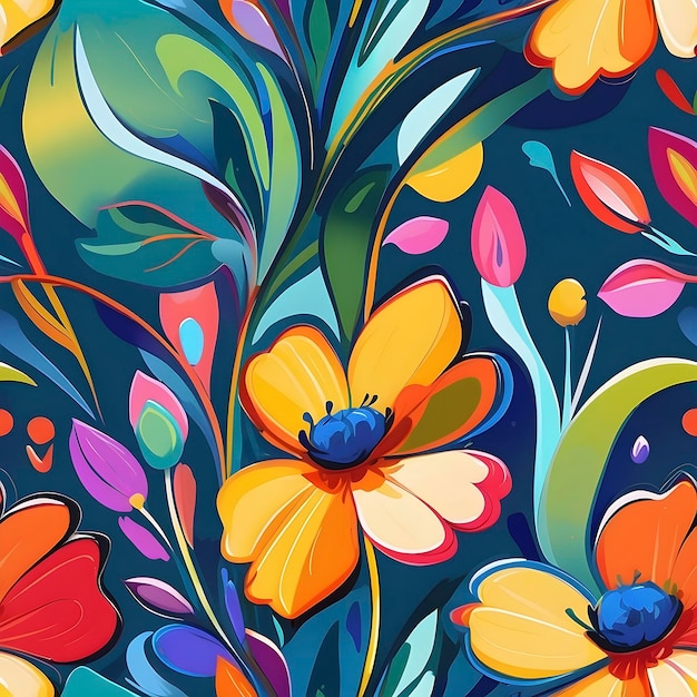 Seamless floral pattern inspired by the Impressionist style