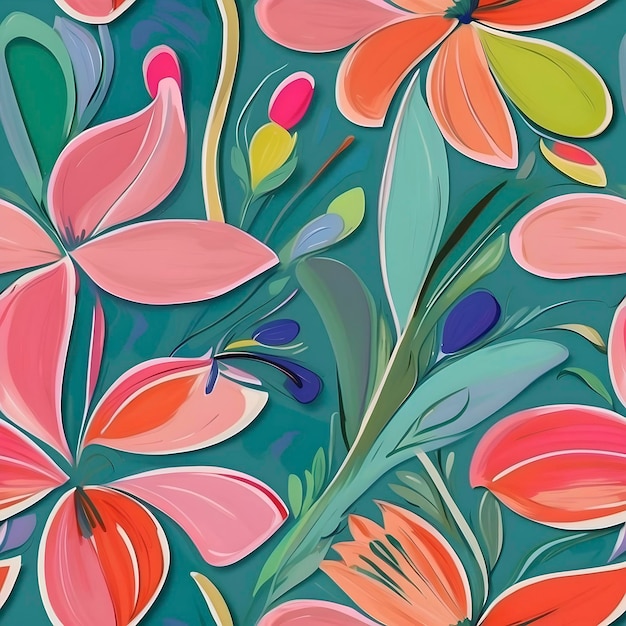 PSD seamless floral pattern inspired by the impressionist style