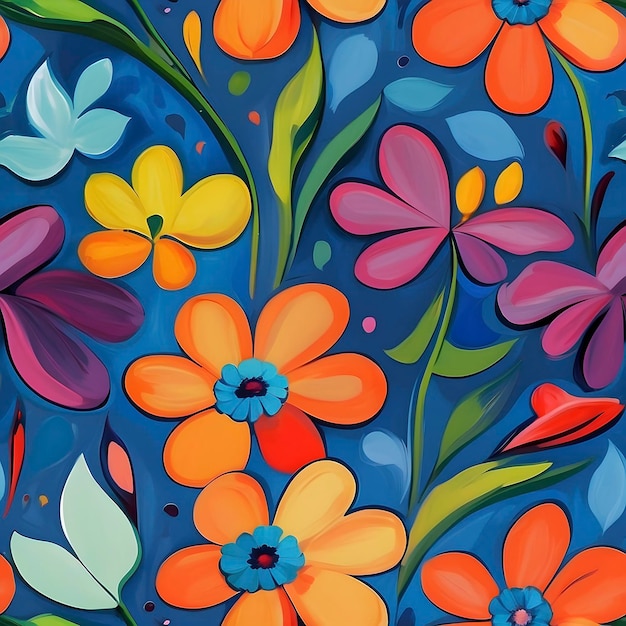 Seamless floral pattern inspired by the Impressionist style