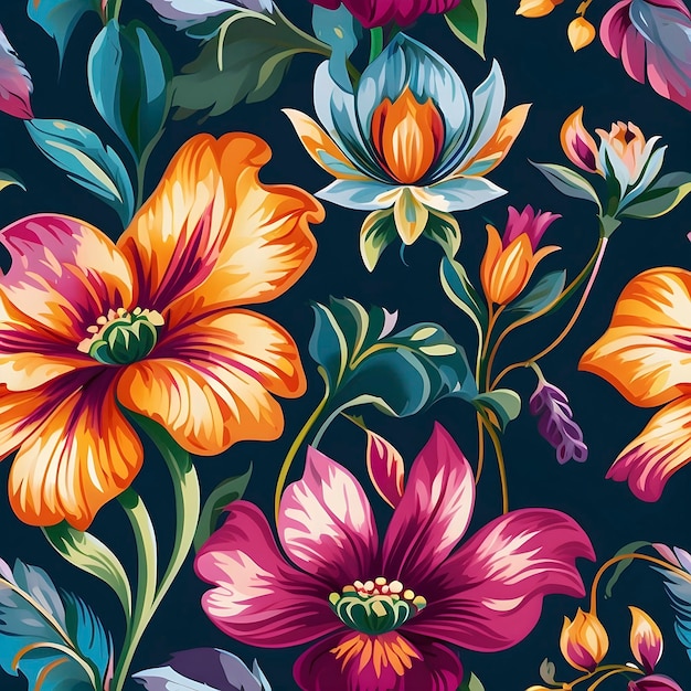 PSD seamless floral pattern in vintage needlework style