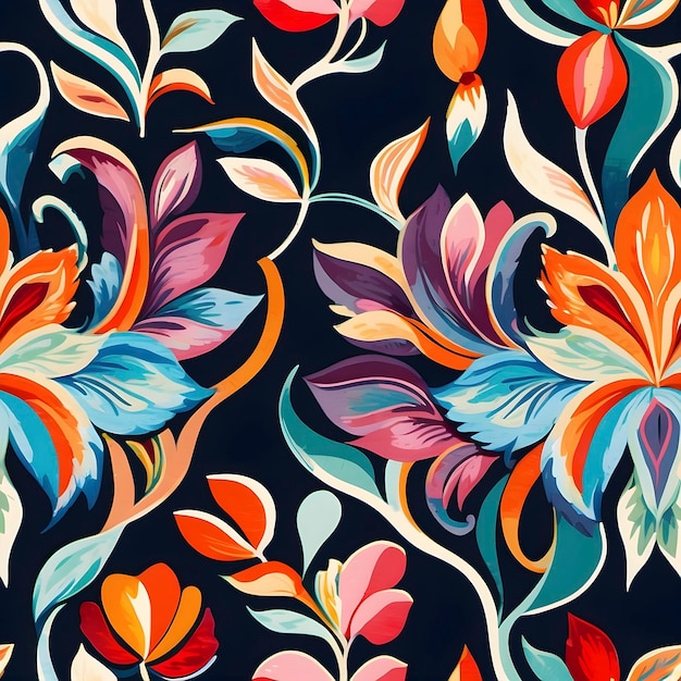 Seamless floral pattern in vintage needlework style