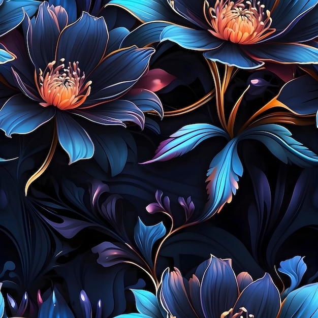 PSD seamless floral pattern with a dark twist