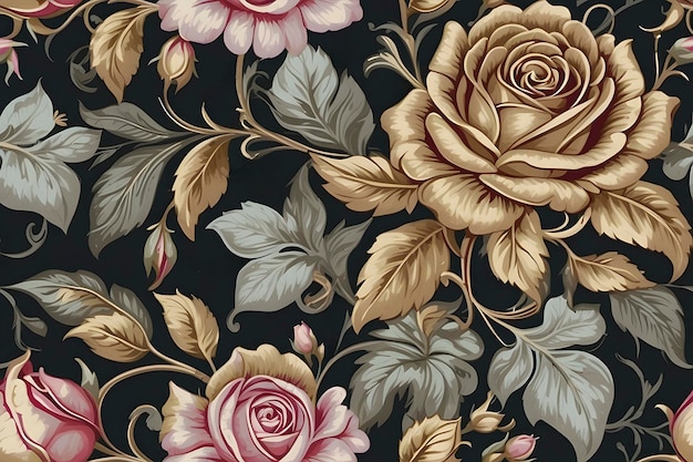 PSD a seamless pattern of antique floral tapestry