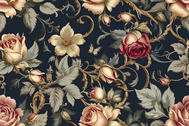 PSD a seamless pattern of antique floral tapestry