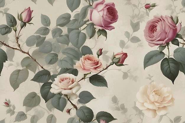 A seamless pattern of Faded Floral Wallpaper