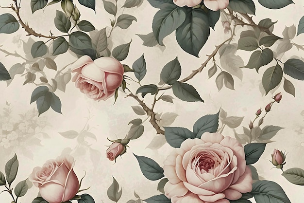 A seamless pattern of Faded Floral Wallpaper