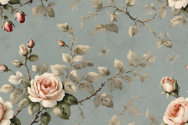 PSD a seamless pattern of faded floral wallpaper