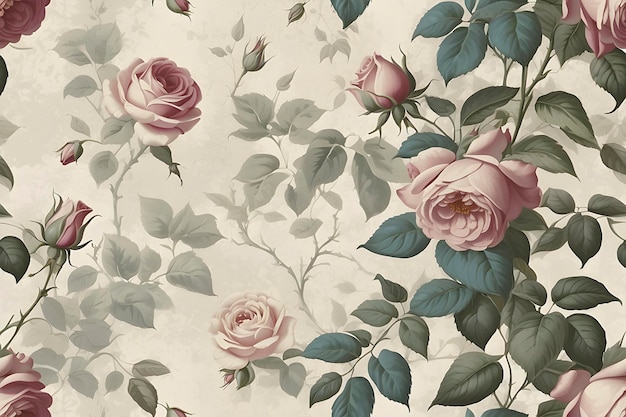 A seamless pattern of Faded Floral Wallpaper