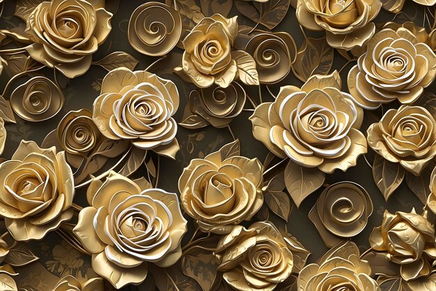 PSD a seamless pattern of golden roses