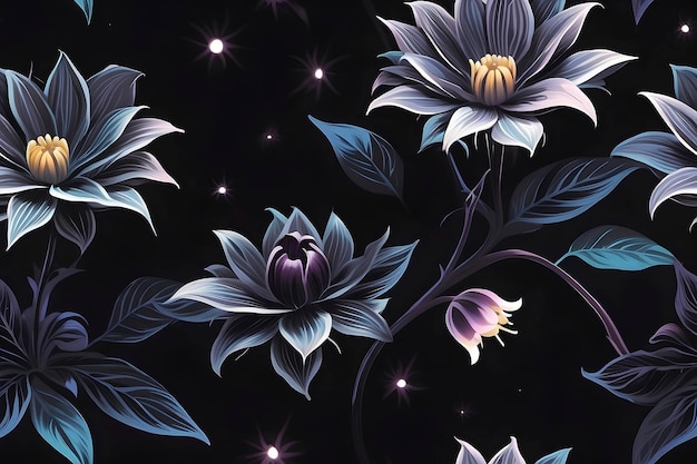 PSD a seamless pattern of midnight bloom