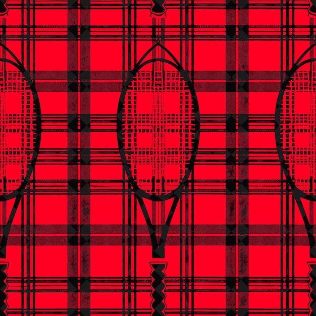 PSD seamless pattern of a red and black plaid fabric