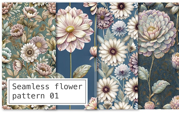 PSD seamless pattern with flowers