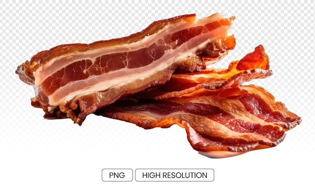 Seamless and Thick Slices of Fresh Beef Bacon on Transparent Background for Savory Culinary Concepts