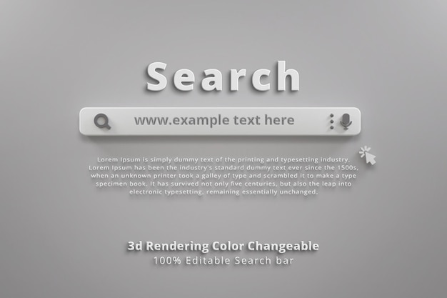 search bar template 3d illustration 3d search bar website interface navigation from