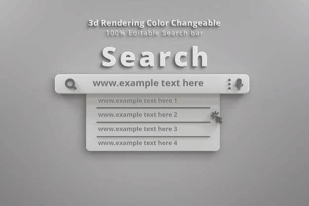 PSD search bar template 3d illustration 3d search bar website interface navigation from