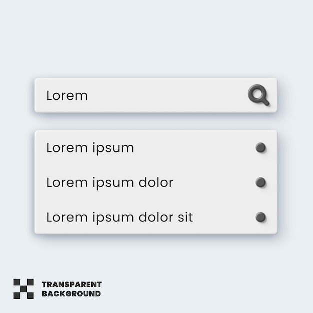 PSD search bar ui template 3d