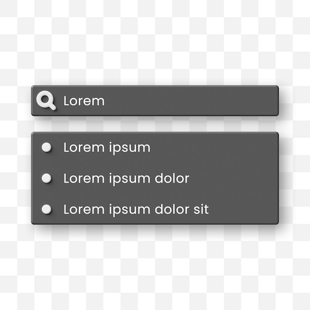 PSD search bar ui template design 3d