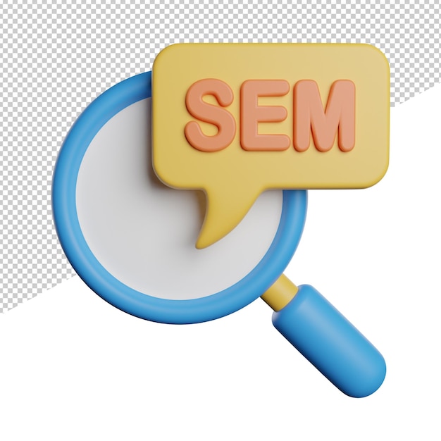 Search Engine Marketing front view 3d rendering icon illustration on transparent background