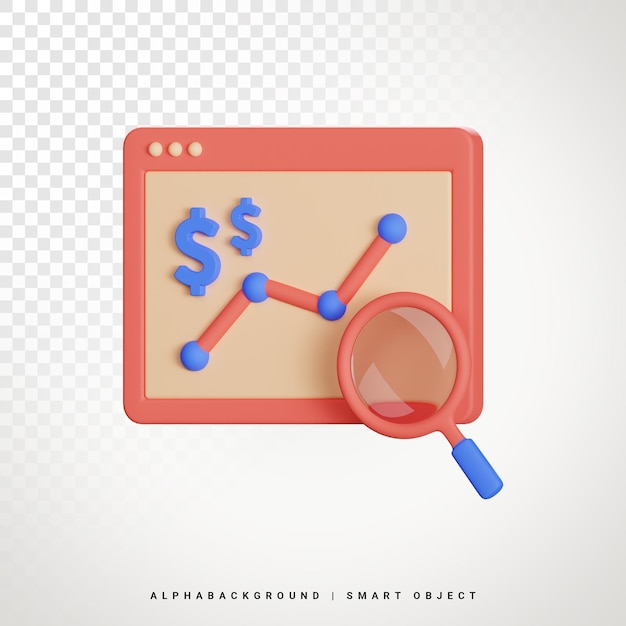 Search Finance Analytics 3d Icon Illustration