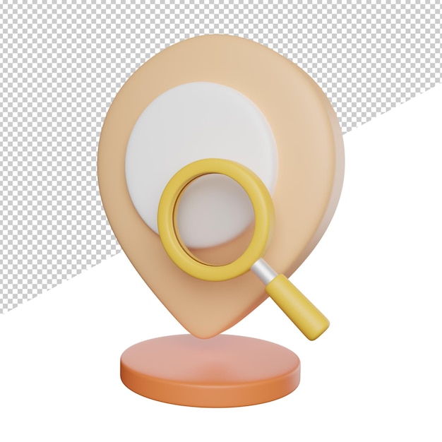 Search Find Location side view 3d rendering icon illustration on transparent background