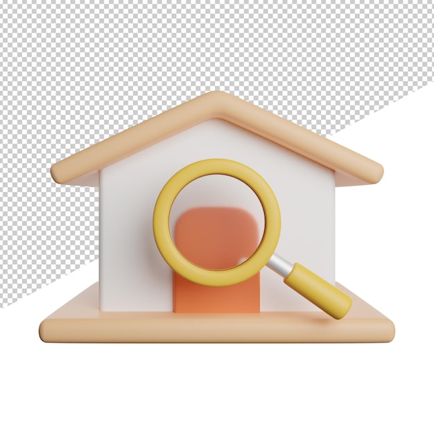 Search Home Location front view 3d rendering icon illustration on transparent background