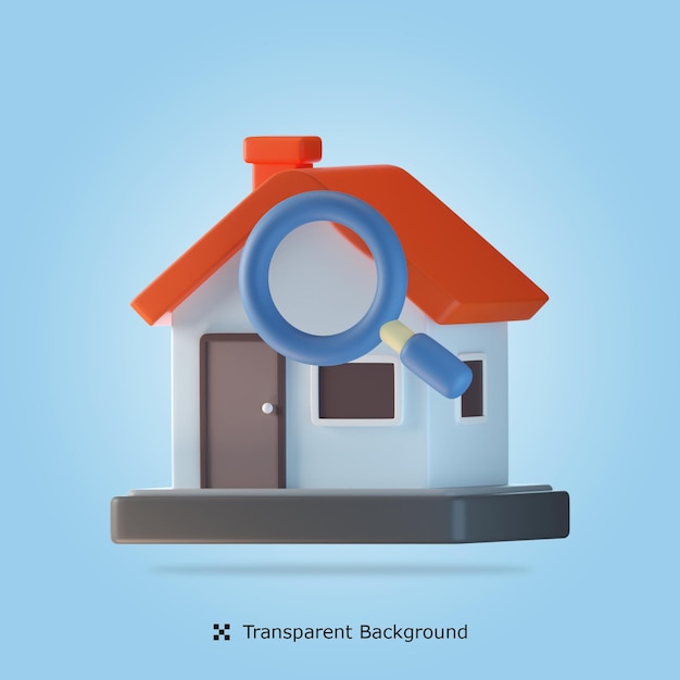 Search House 3d icon illustration