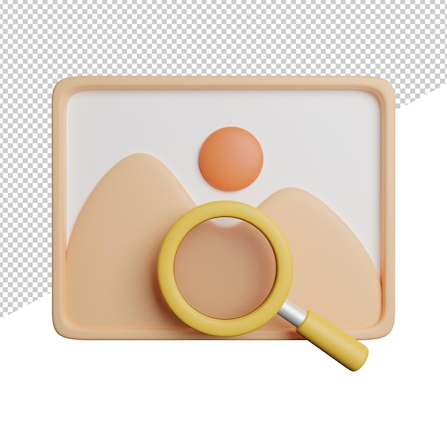 Search Picture Image front view 3d rendering icon illustration on transparent background