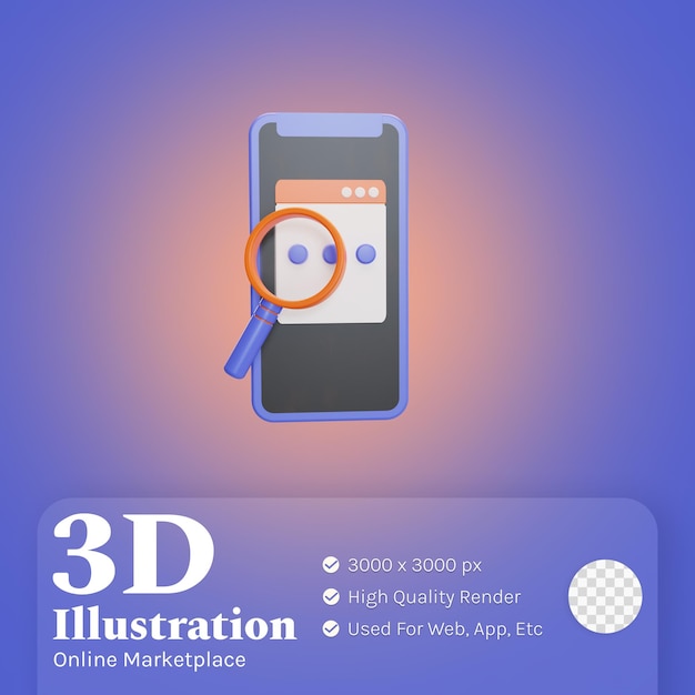 Searching illustration 3d