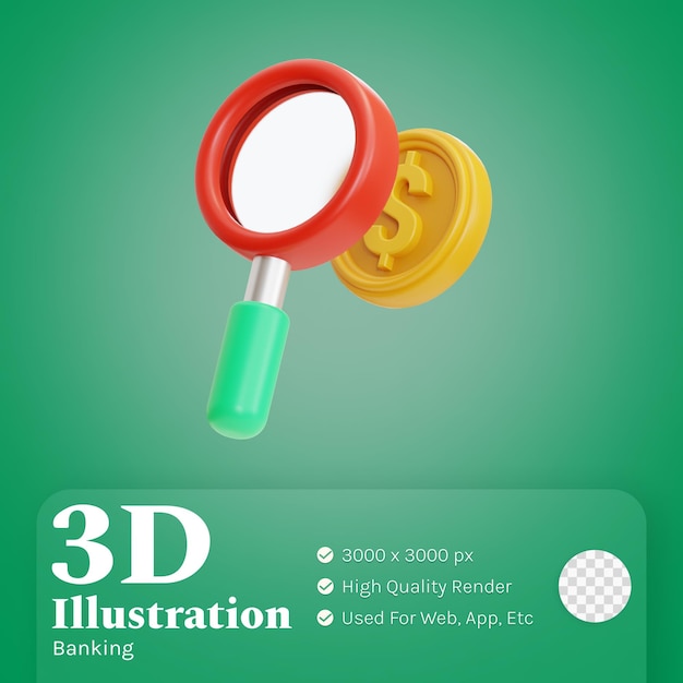 Searching illustration 3d