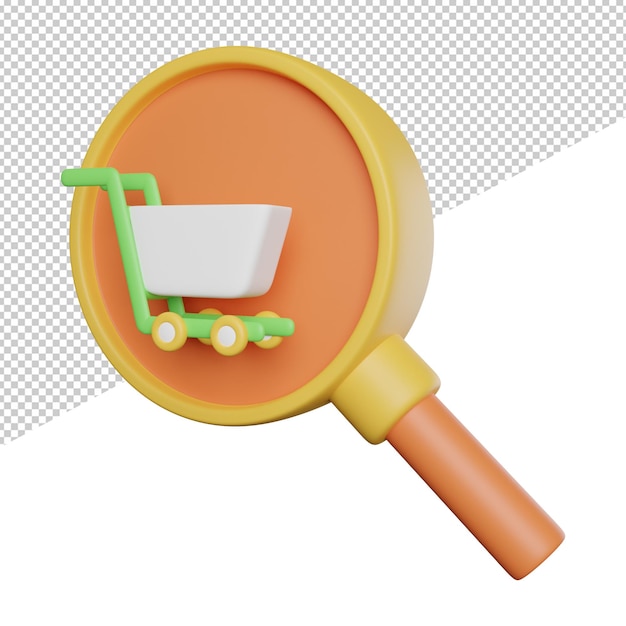 Searching Product Store side view 3d rendering icon illustration on transparent background