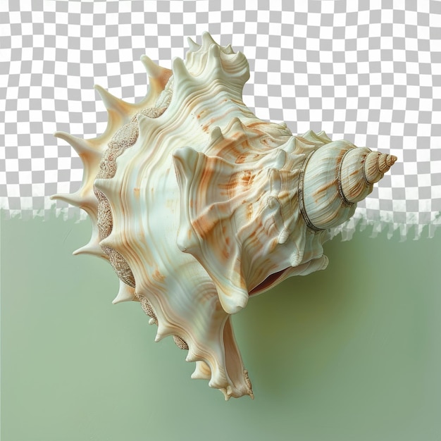 PSD a seashell is on a green surface with a pattern of the seashells