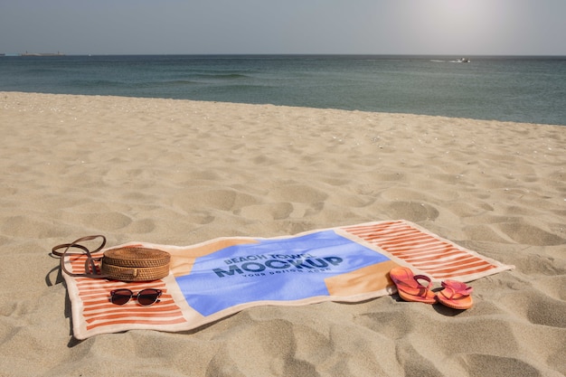 Seaside beach towel design mockup