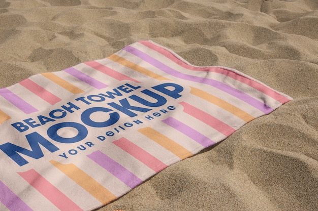 Seaside beach towel design mockup