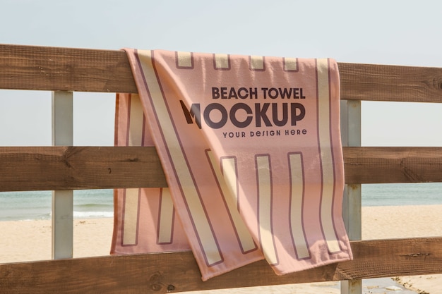 Seaside beach towel design mockup