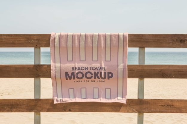 Seaside beach towel design mockup