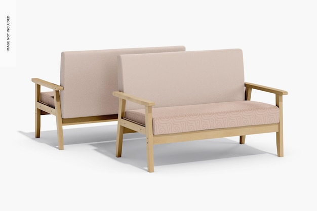 Seats with Wooden Legs Mockup