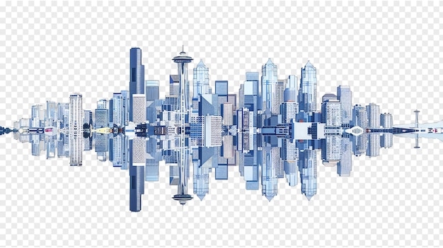 Seattle city skyline isolated on transparent background